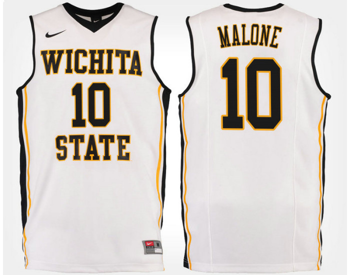 Wichita State Shockers #10 Kaelen Malone White Road Replica College Basketball Jersey