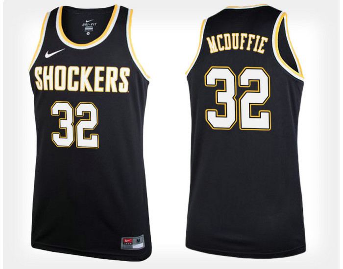 Wichita State Shockers #32 Markis McDuffie Black Alternate Authentic College Basketball Jersey