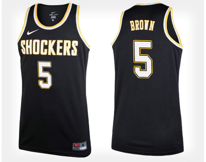 Wichita State Shockers #5 Rod Brown Black Alternate Authentic College Basketball Jersey