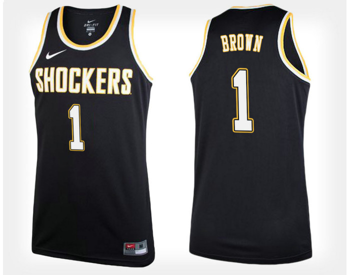 Wichita State Shockers #1 Zach Brown Black Alternate Authentic College Basketball Jersey