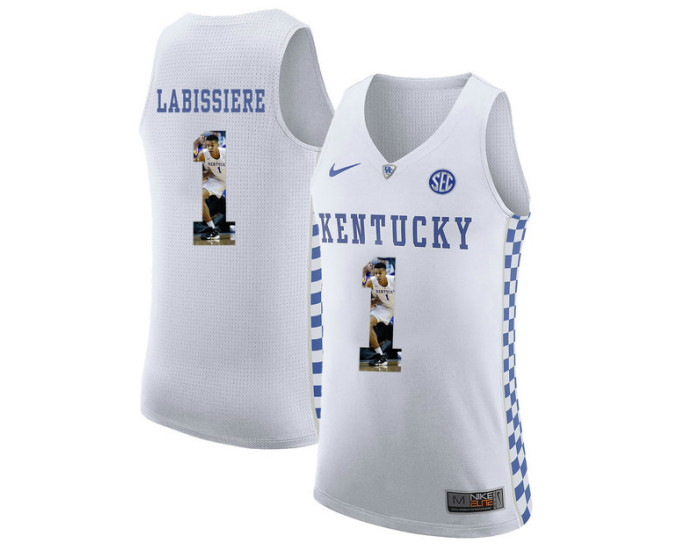 Youth Kentucky Wildcats #1 Skal Labissiere Authentic College Basketball Jersey White