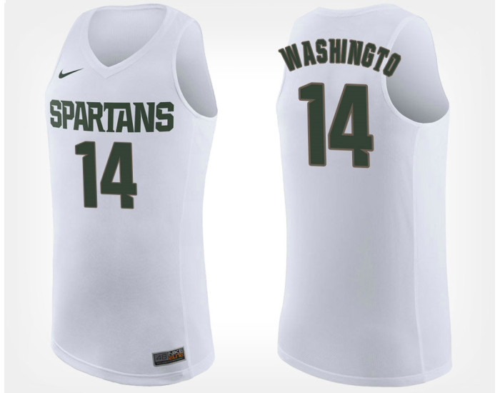 Michigan State Spartans #14 Brock Washington White Road Replica College Basketball Jersey