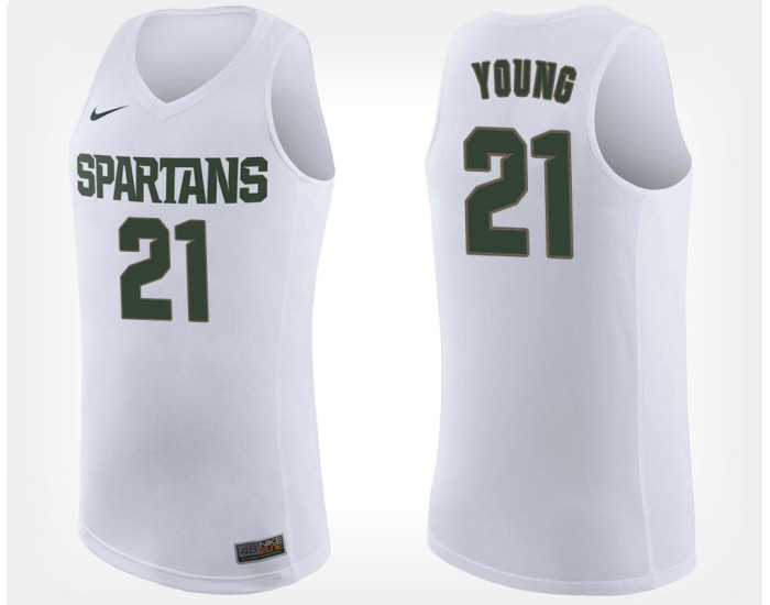 Michigan State Spartans #21 Clay Young White Road Replica College Basketball Jersey