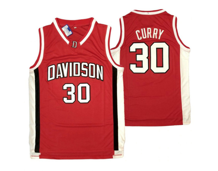 Youth Davidson Wildcats #30 Stephen Curry Authentic College Basketball Jersey Red