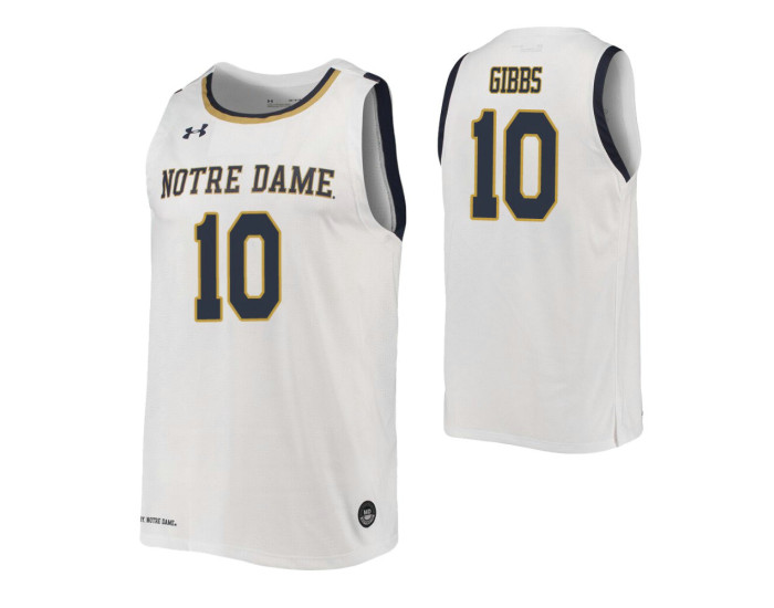Youth Notre Dame Fighting Irish #10 T.J. Gibbs White Replica College Basketball Jersey