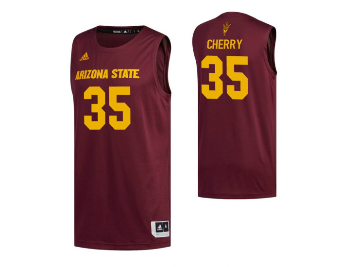Youth Arizona State Sun Devils 35 Taeshon Cherry Authentic College Basketball Jersey Maroon