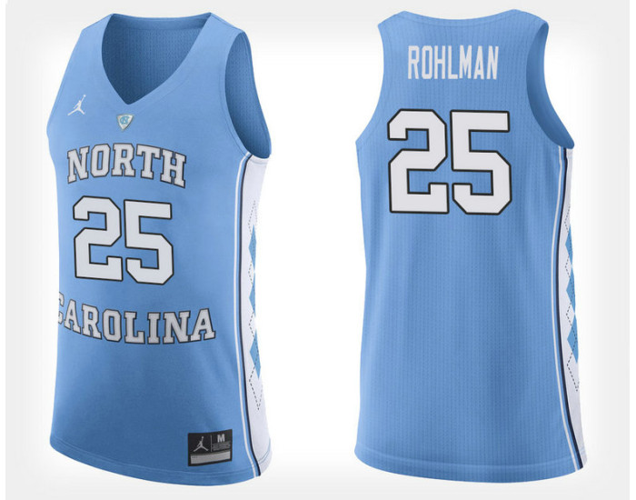 North Carolina Tar Heels #25 Aaron Rohlman Light Blue Home Authentic College Basketball Jersey