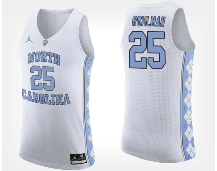 North Carolina Tar Heels #25 Aaron Rohlman White Road Authentic College Basketball Jersey