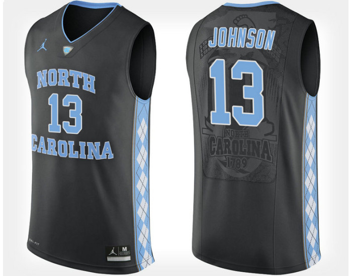 North Carolina Tar Heels #13 Cameron Johnson Black Alternate Replica College Basketball Jersey