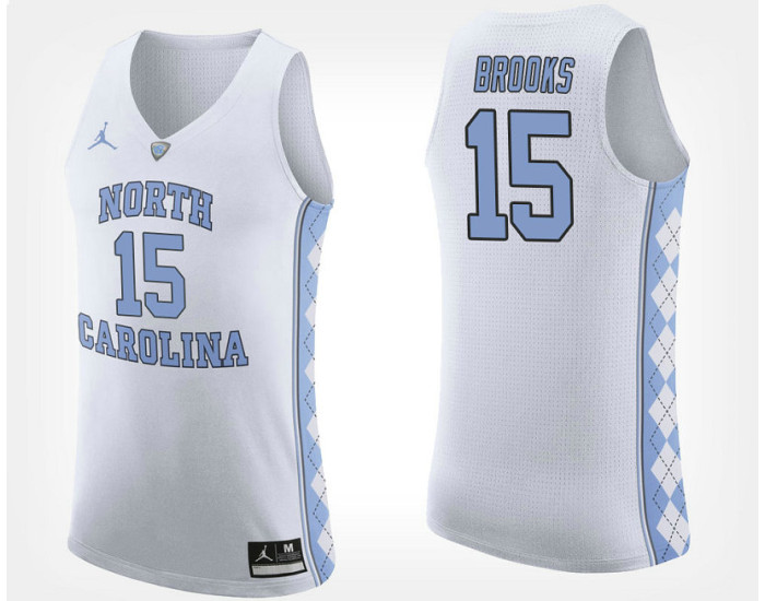 North Carolina Tar Heels #15 Garrison Brooks White Road Replica College Basketball Jersey