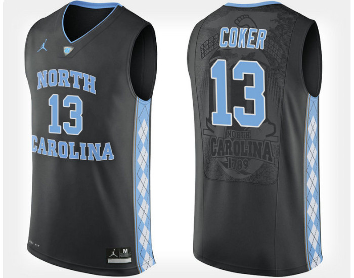 North Carolina Tar Heels #13 Kanler Coker Black Alternate Replica College Basketball Jersey