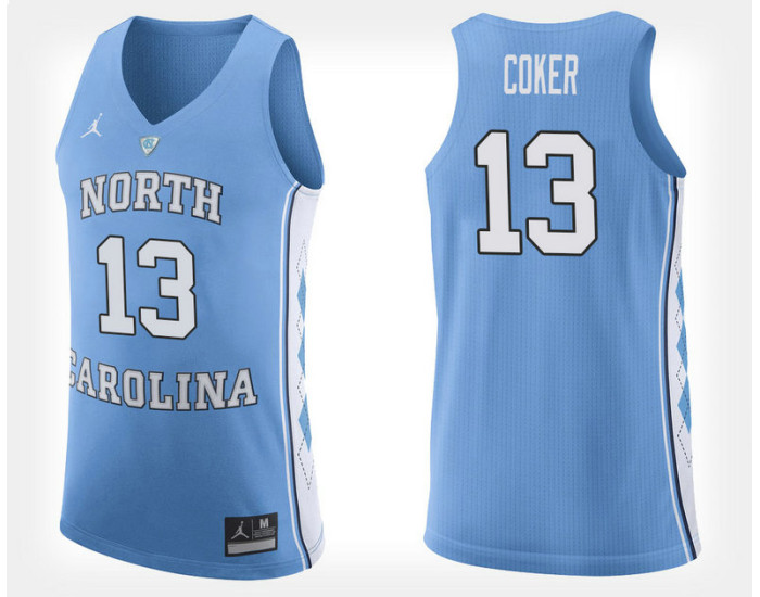Youth North Carolina Tar Heels #13 Kanler Coker Light Blue Home Authentic College Basketball Jersey