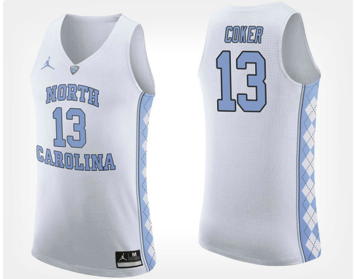 North Carolina Tar Heels #13 Kanler Coker White Road Authentic College Basketball Jersey