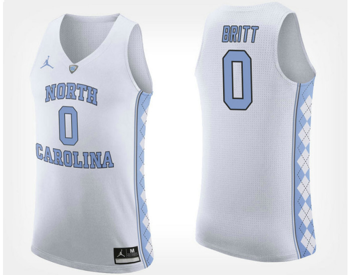 Youth North Carolina Tar Heels #0 Nate Britt White Road Replica College Basketball Jersey