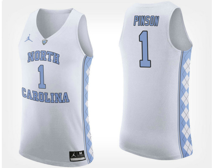 North Carolina Tar Heels #1 Theo Pinson White Road Replica College Basketball Jersey