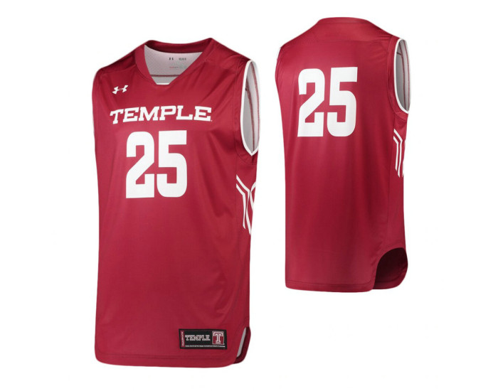 Youth Temple Owls #25 Performance Basketball Replica College Basketball Jersey Garnet