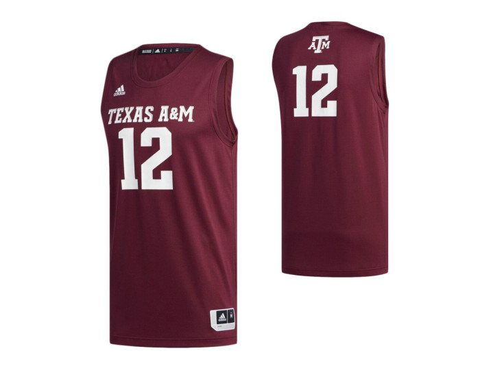 Texas A&amp;M Aggies #12 Basketball Replica College Basketball Jersey Maroon
