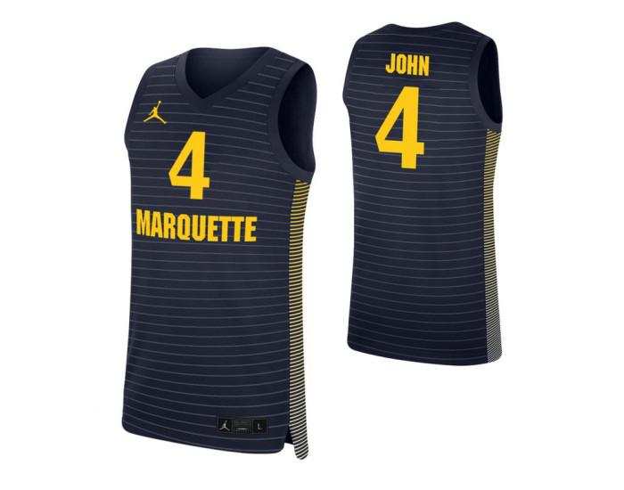 Marquette Golden Eagles Theo John Replica College Basketball Jersey Navy