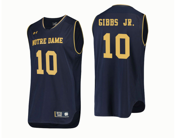 Notre Dame Fighting Irish #10 TJ Gibbs Jr. Authentic College Basketball Jersey Navy