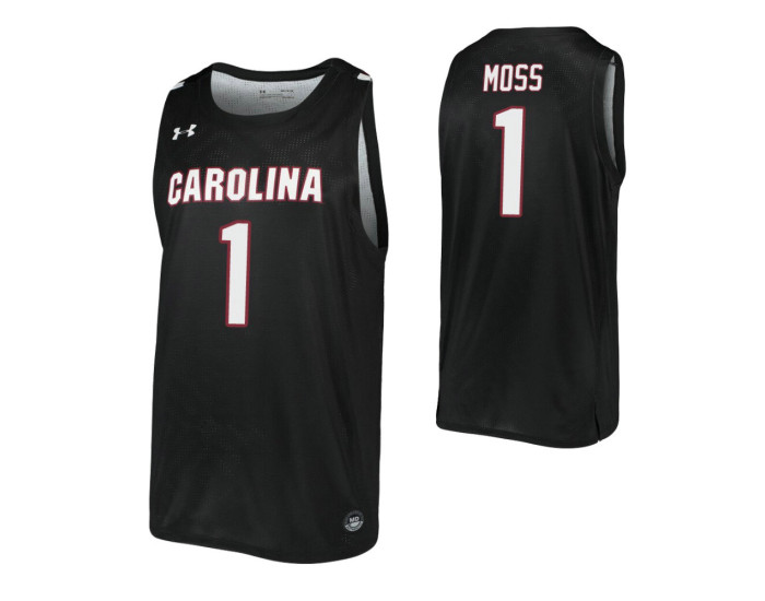 South Carolina Gamecocks #1 TJ Moss Black Replica College Basketball Jersey