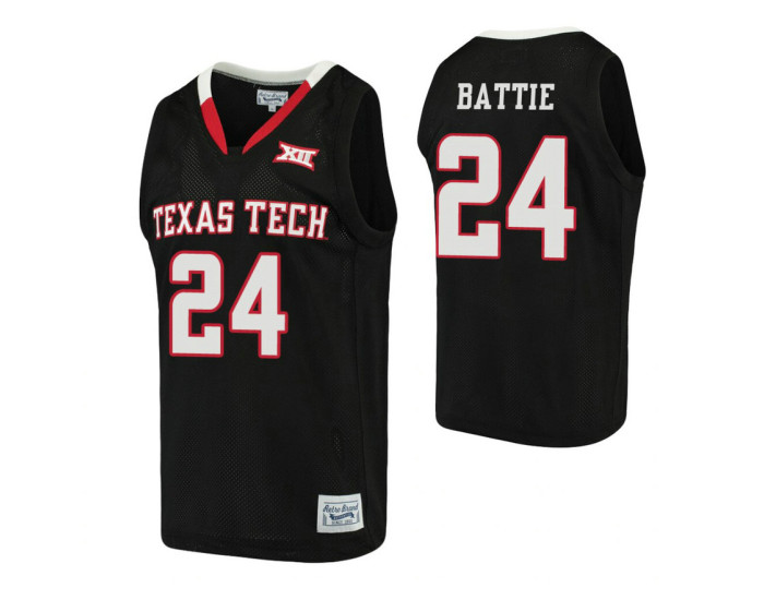 Youth Texas Tech Red Raiders #24 Tony Battie Black Replica College Basketball Jersey