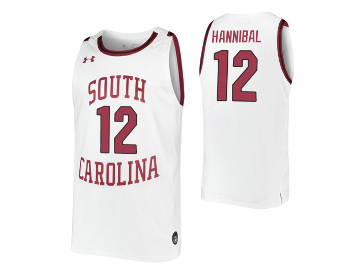 South Carolina Gamecocks #12 Trae Hannibal White Replica College Basketball Jersey