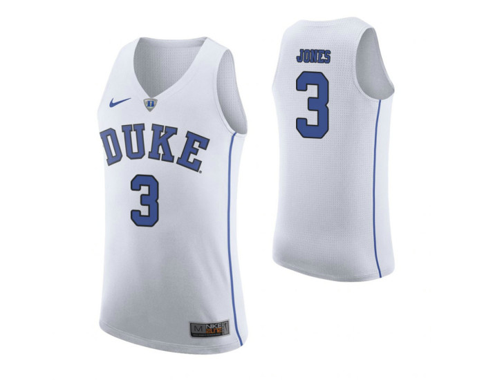 Duke Blue Devils #3 Tre Jones Authentic College Basketball Jersey White