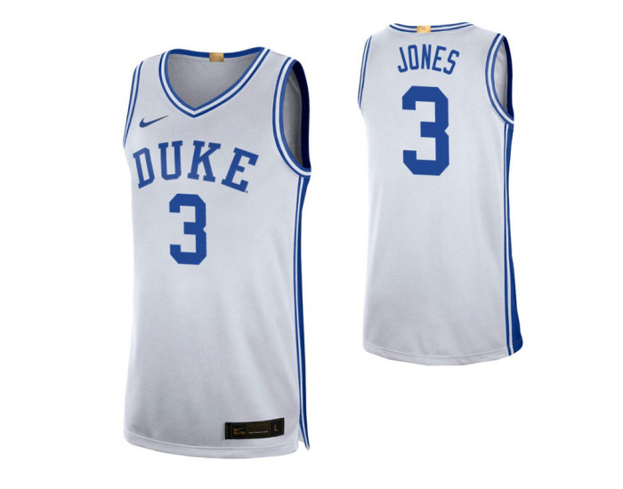 Duke Blue Devils #3 Tre Jones White Authentic College Basketball Jersey