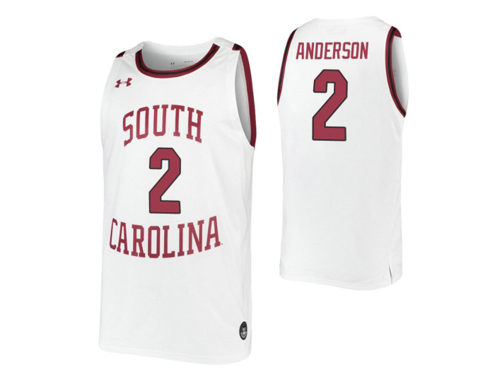 South Carolina Gamecocks #2 Trey Anderson White Replica College Basketball Jersey