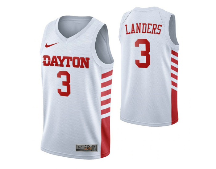 Dayton Flyers 3 Trey Landers Replica College Basketball Jersey White