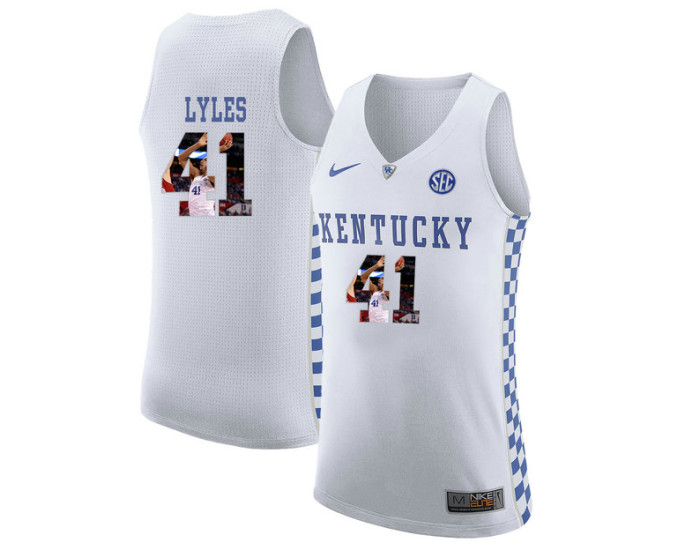 Kentucky Wildcats #41 Trey Lyles Authentic College Basketball Jersey White