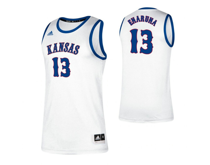 Kansas Jayhawks #13 Tristan Enaruna White Authentic College Basketball Jersey