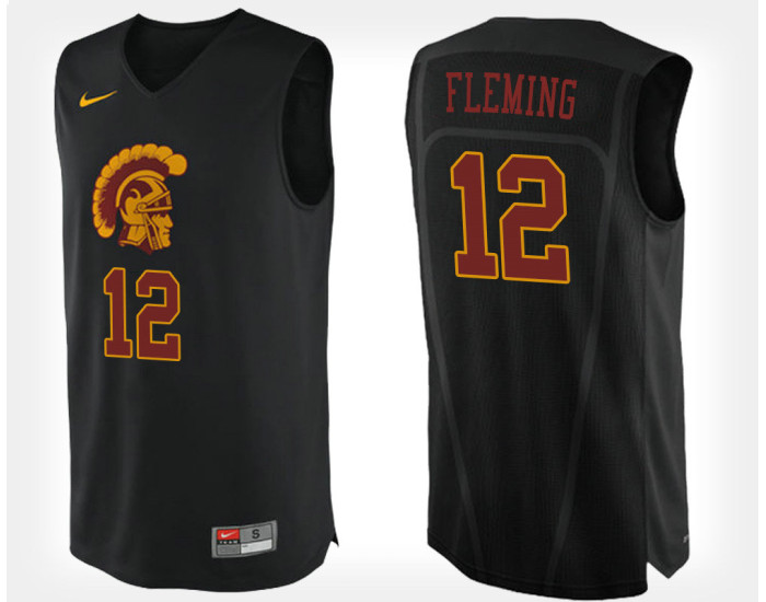 USC Trojans #12 Devin Fleming Black Alternate Replica College Basketball Jersey