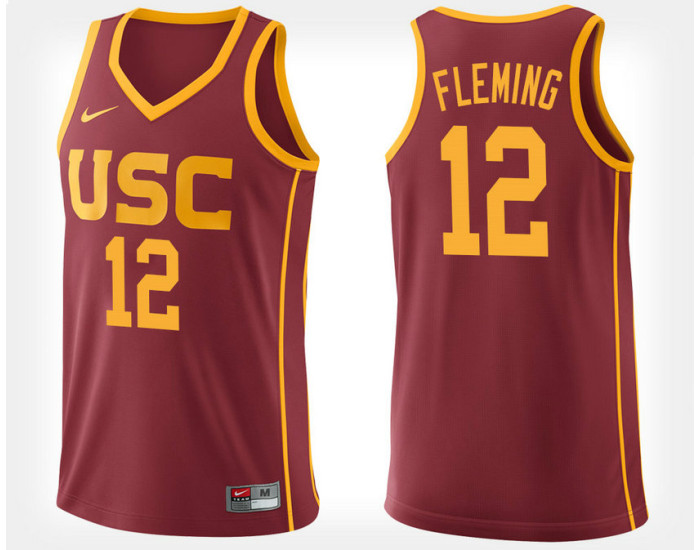 Youth USC Trojans #12 Devin Fleming Cardinal Home Authentic College Basketball Jersey