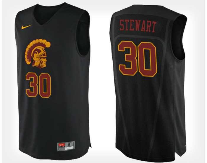 Youth USC Trojans #30 Elijah Stewart Black Alternate Authentic College Basketball Jersey
