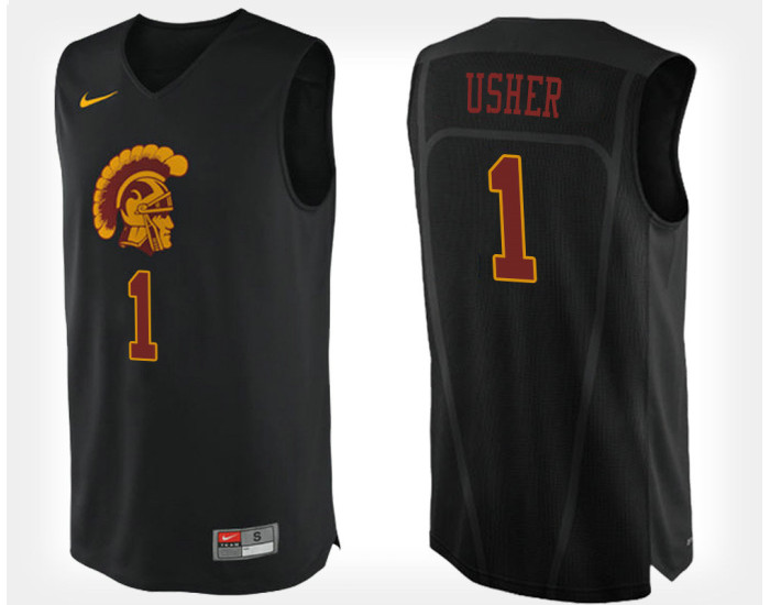 Youth USC Trojans #1 Jordan Usher Black Alternate Authentic College Basketball Jersey