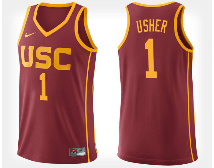 USC Trojans #1 Jordan Usher Cardinal Home Replica College Basketball Jersey