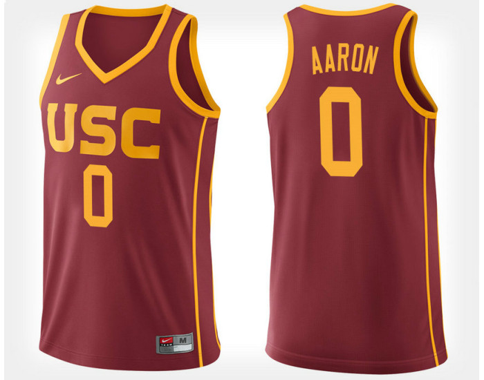 Youth USC Trojans #0 Shaqquan Aaron Cardinal Home Authentic College Basketball Jersey