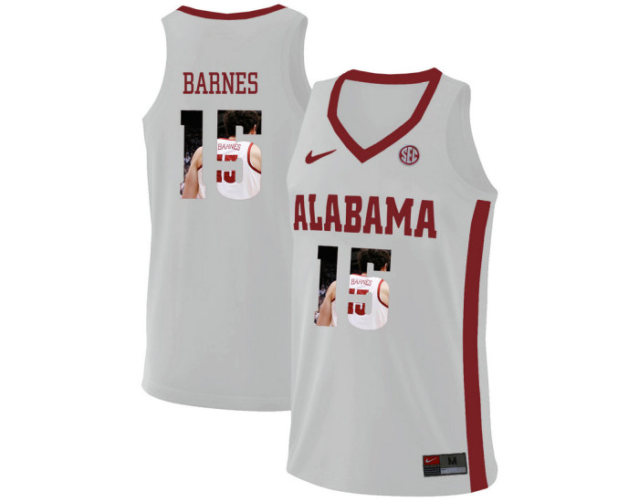 Alabama Crimson Tide #15 Tyler Barnes Authentic College Basketball Jersey White