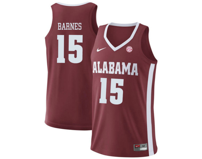 Youth Alabama Crimson Tide #15 Tyler Barnes Authentic College Basketball Jersey Red