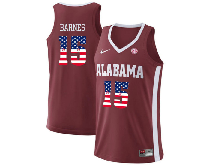 Alabama Crimson Tide #15 Tyler Barnes Authentic College Basketball Jersey Red