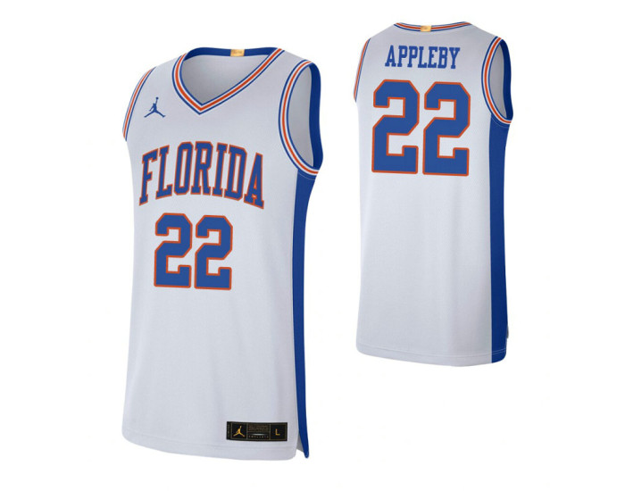 Florida Gators 22 Tyree Appleby Retro Limited Authentic College Basketball Jersey White
