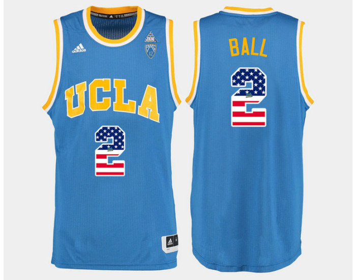 Youth UCLA Bruins #2 Lonzo Ball Blue Road USA Flag Authentic College Basketball Jersey