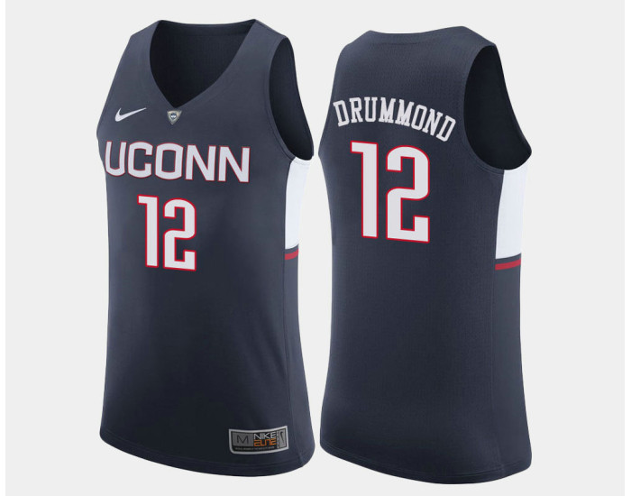 Youth Uconn Huskies #12 Andre Drummond Navy Road Replica College Basketball Jersey