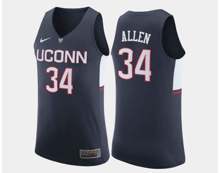 Uconn Huskies #34 Ray Allen Navy Road Replica College Basketball Jersey