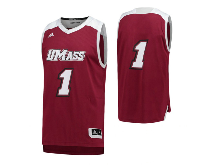 UMass Minutemen #1 Authentic College Basketball Jersey Maroon
