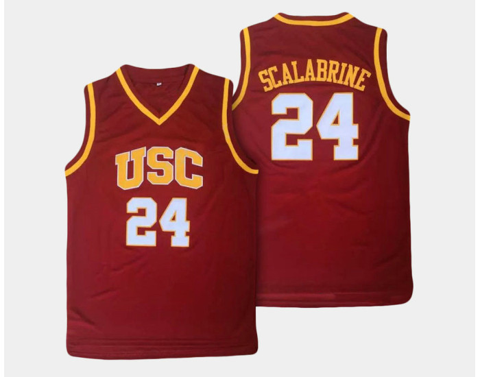 USC Trojans #24 Brian Scalabrine Cardinal Road Authentic College Basketball Jersey