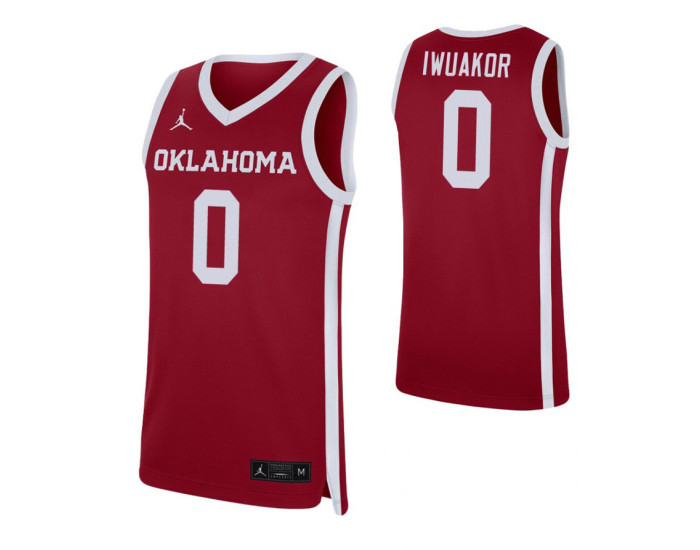Victor Iwuakor Authentic College Basketball Jersey Crimson Oklahoma Sooners