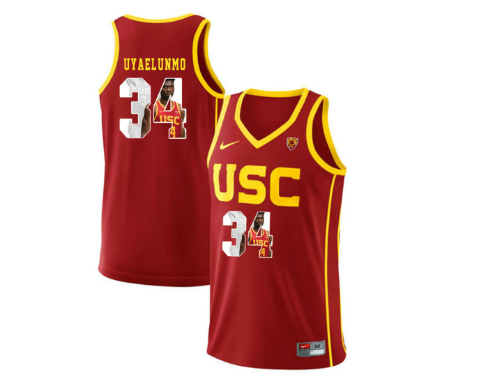 USC Trojans #34 Victor Uyaelunmo Authentic College Basketball Jersey Red