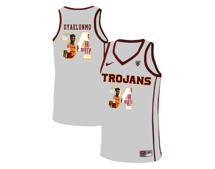Youth USC Trojans #34 Victor Uyaelunmo Authentic College Basketball Jersey White